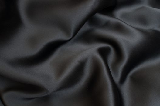 Black Texture - Dark Wavy Glossy Silk Drapery - Shallow Depth of Field
