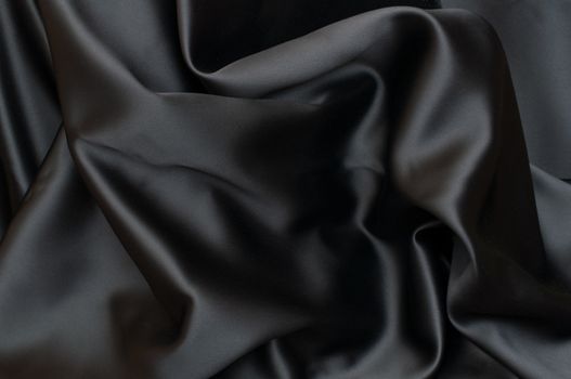 Black Texture - Dark Wavy Glossy Silk Drapery - Shallow Depth of Field