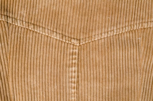 Full frmae take of seams on corduroy fabric