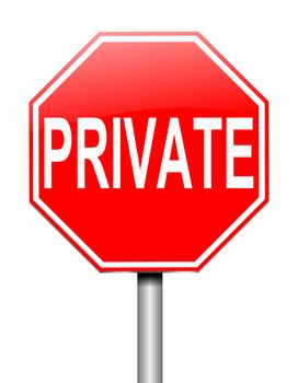 Illustration depicting a sign with a private concept.