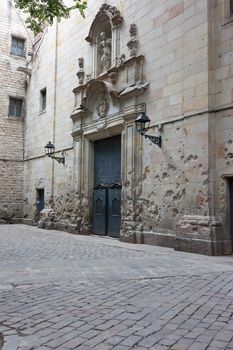 Ancient streets of Gotic quarter in Barcelona, Spain