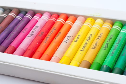 Close up photo of bright multicolored pastels