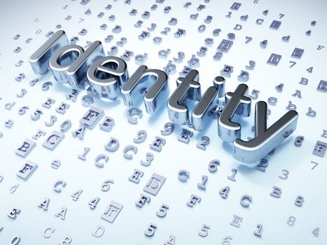 Security concept: Silver Identity on digital background, 3d render