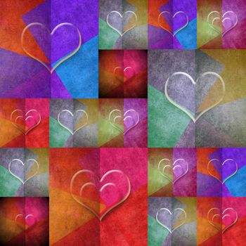  Hearts lovely  greeting card valentines day grunge background with many hearts in bright colors