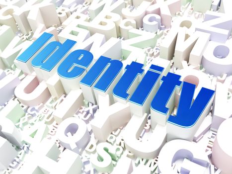 Privacy concept: Identity on alphabet  background, 3d render