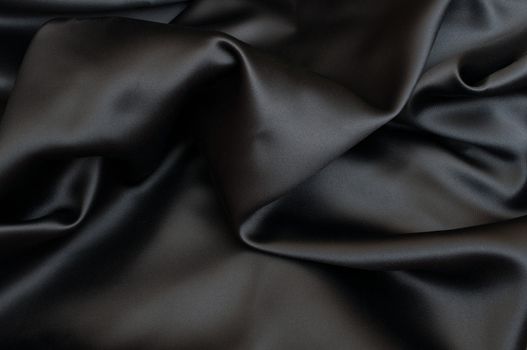 Black Texture - Dark Wavy Glossy Silk Drapery - Shallow Depth of Field