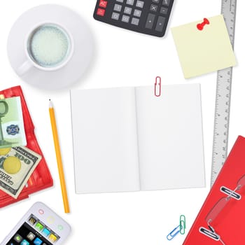 Office supplies. The concept of buisness office