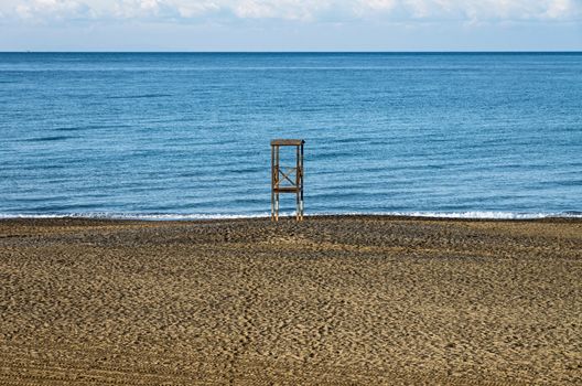 Lifeguard tower on the tuscany coast during winter
