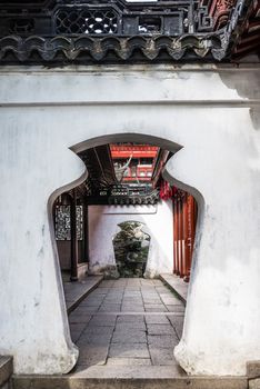 detail of the historic Yuyuan Garden created in the year 1559 by Pan Yunduan in shanghai china