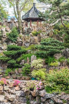 detail of the historic Yuyuan Garden created in the year 1559 by Pan Yunduan in shanghai china