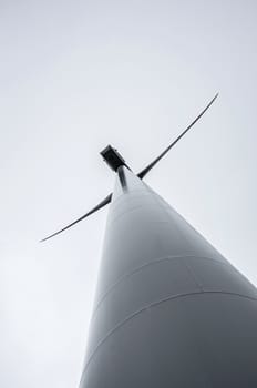 Detail of a wind turbine located on the hills near Riparbella in Tuscany