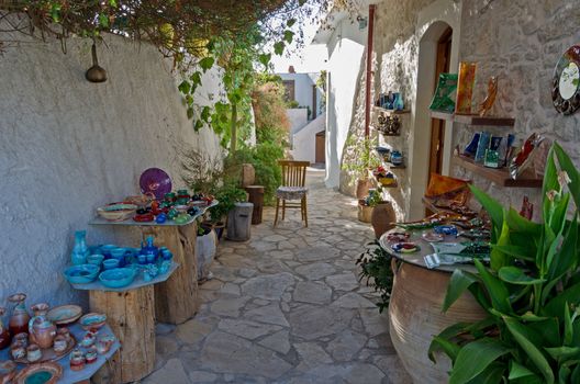 Traditional ceramic shop in Margaritas, Crete island