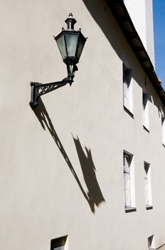 Shot of ancient lantern on a wall