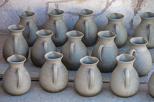 Pottery ready for the oven in Margaritas, Crete island