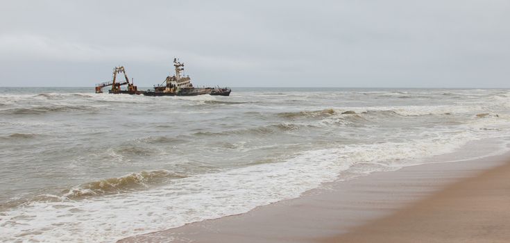 Zeila Shipwreck stranded on 25th August 2008 near Henties Bay on the Skeleton Coast in Namibia