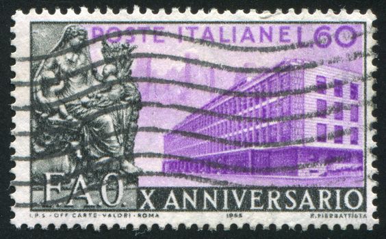 ITALY - CIRCA 1955: stamp printed by Italy, shows FAO headquarters in Rome, circa 1955