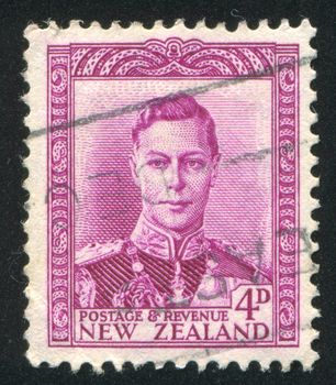 NEW ZEALAND - CIRCA 1944: stamp printed by New Zealand, shows King George VI, circa 1944