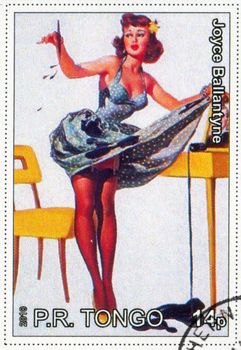 TONGO - CIRCA 2010: stamp printed by Tongo, shows Pin-up girl, by Joyce Ballantyne, circa 2010