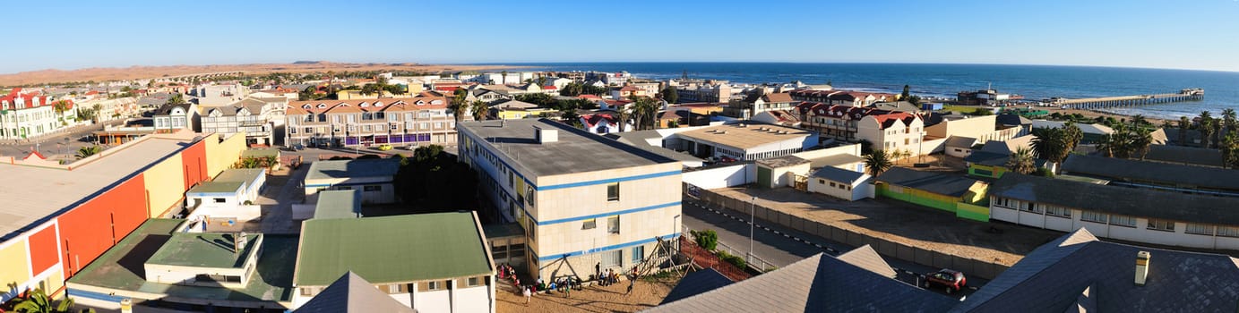 Panorama from four photos of Swakopmund, Namibia
