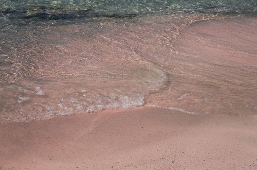 Beaches in Elafonisi, Crete island. have the particularity to be colored pink because of the coral fragments accumulated on the shore