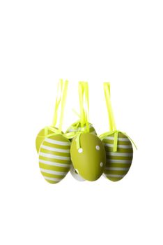 Easter green eggs, decoration. Isolated on white.