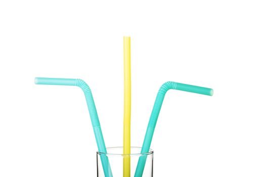 Colorful straws. Vertical view. Isolated on white.