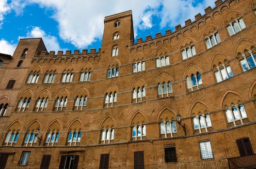 Historical building in Piazza del Campo, Siena