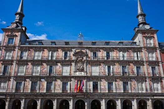 Famous Casa de la Panaderia on Plaza Mayor in Madrid, Spain