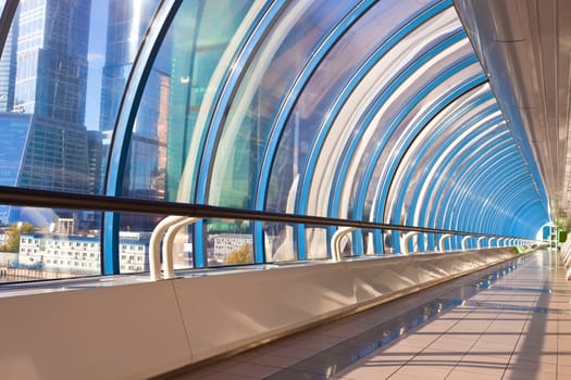 Modern office and shopping bridge of Moscow City, Russia