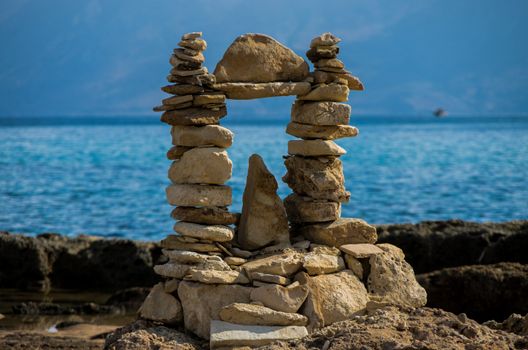 Rock's sculpture in zen style shooted in Crete island