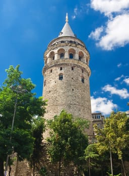 Medieval Genoese tower of Galata in Istanbul, Turkey