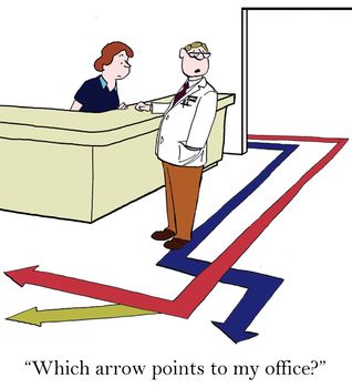 "Which arrow points to my office."