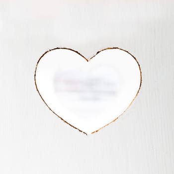 White carved wooden heart, shabby chic style, valentine decor