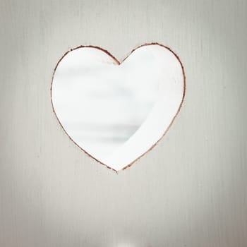 White carved wooden heart, shabby chic style, valentine decor