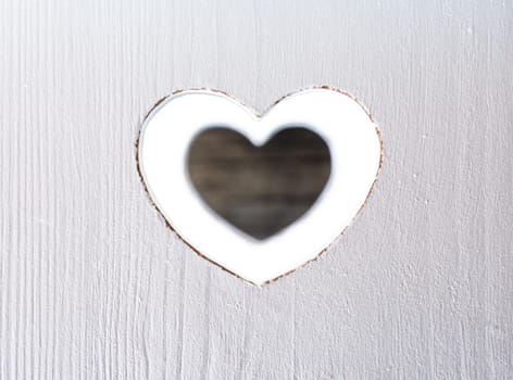 White carved wooden heart, shabby chic style, valentine decor
