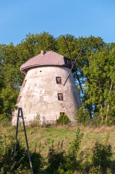 Old, broken mill in Masurian Lakes District of northern Poland