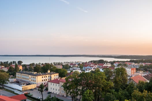 Panorama of Gizcyko with Niegocin Lake in the Masurian Lakes district of northern Poland