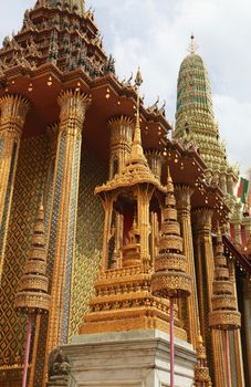 closeup the beautiful Buddhist temple gable at Thailand