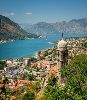 Old town in mountains in Kotor