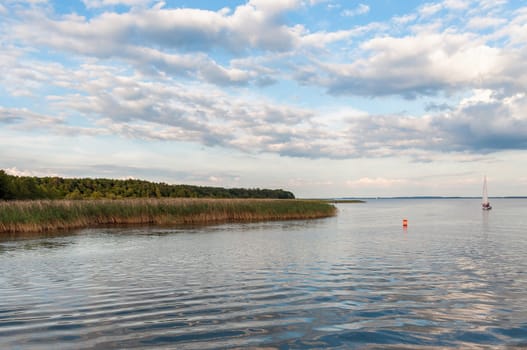 Sniardwy, the largest lake in Masurian Lakes District at sunset
