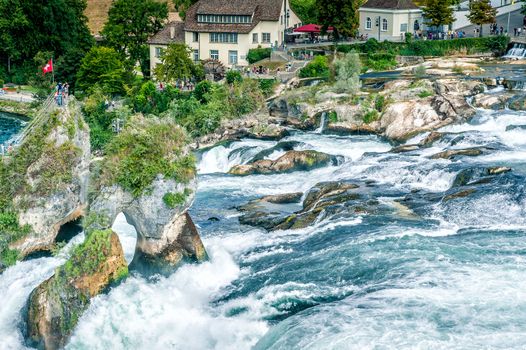 Rheinfall, a famous Waterfall of the River Rhein in Swiss