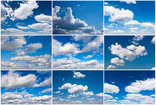 White clouds in blue summer sky background