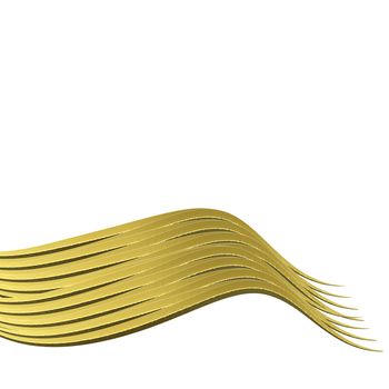 sheet metal in gold on wavy isolated on white background