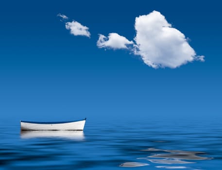 Concept image of loneliness, lacking direction, no leadership, rudderless, floating, listless or generally adrift without a goal
