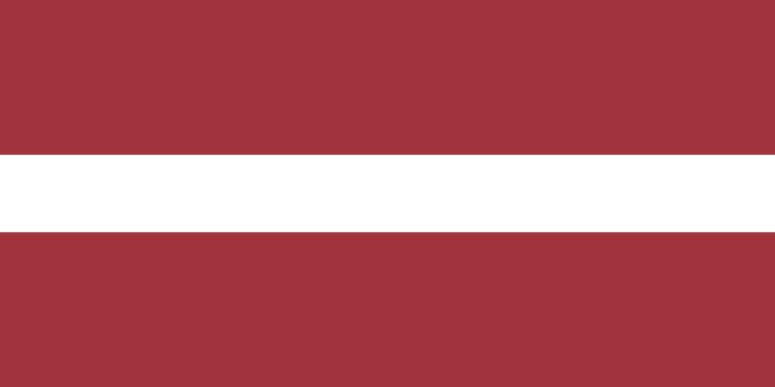 Flag of the Republic of Latvia, a country in the Baltic region of Northern Europe which adopted the Euro currency on January 1, 2014