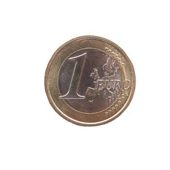 One Euro coin (currency of the European Union) isolated over white background