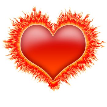 fire heart in red, orange and yellow flames
