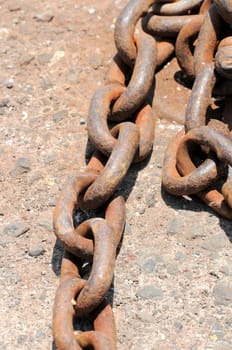 Big Old Rusty Chain on an Harbour near the Atlantic Ocean