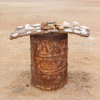 Selling salt at the Atlantic coast, Namibia, Africa