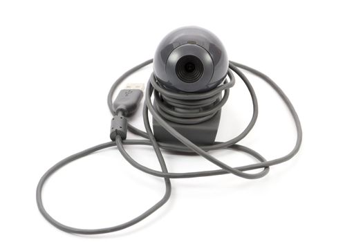 Black Webcam with Cable on white background